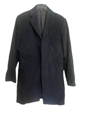 J. Crew Black Wool Cashmere Overcoat Single Breasted Coat 34S  Long Jacket